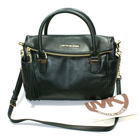 michael kors weston medium leather satchel black|Michael Kors saffiano satchel.